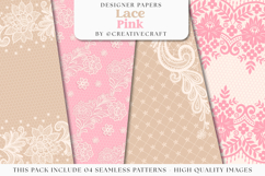 Lace Pink Seamless Pattern, lace pink digital paper graphics Product Image 1
