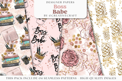 Boss Babe Seamless Pattern, boss girl digital papers graphic Product Image 1