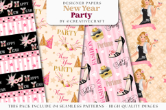 New Year Seamless Pattern, new year digital paper graphic Product Image 1