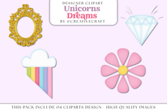 Unicorn Dreams png clipart, unicorn rainbow illustrations Product Image 1