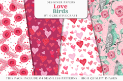 Love Birds Seamless Pattern, love birds digital papers Product Image 1
