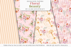 Floral Seamless Pattern, flowers roses digital paper graphic Product Image 1