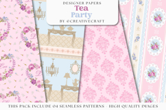 Tea Time Seamless Pattern, tea party digital papers graphics Product Image 1