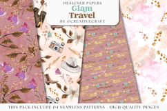 Glam Travel Seamless Pattern, glamour travel digital papers Product Image 1