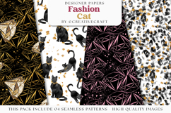 Fashion Cat Seamless Pattern, fashion cat digital papers Product Image 1
