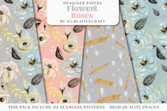 Flowers Roses Seamless Pattern, flowers roses digital papers Product Image 1