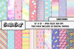 Unicorns Digital Paper and Clipart png, unicorn illustration Product Image 2