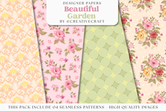 Garden Seamless Pattern, flowers roses digital papers Product Image 1