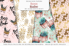 Boss Babe Seamless Pattern, boss girl digital papers graphic Product Image 1