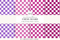 Chess Board Seamless Patterns, rainbow digital papers design Product Image 1