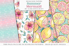 Summer Mermaid Seamless Pattern, mermaid digital papers Product Image 1