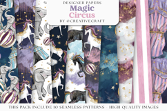Magic Circus Seamless Pattern, magic circus digital papers Product Image 1