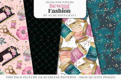 Sewing Fashion Seamless Pattern, sewing digital papers Product Image 1