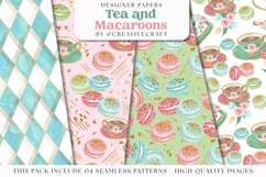 Tea Time Seamless Pattern, tea and macaroons patterns Product Image 1