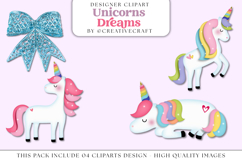 Unicorn Dreams png clipart, unicorn rainbow illustrations Product Image 1