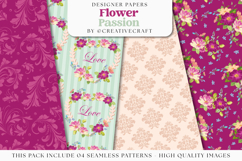 Floral Seamless Pattern, flowers roses digital paper graphic Product Image 1