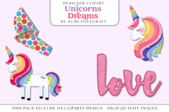 Unicorn Dreams png clipart, unicorn rainbow illustrations Product Image 1