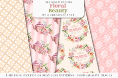 Floral Seamless Pattern, flowers roses digital paper graphic Product Image 1