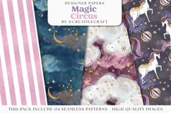 Magic Circus Seamless Pattern, magic circus digital papers Product Image 1