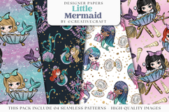 Little Mermaid Seamless Pattern, mermaid digital paper Product Image 1