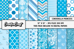 Cinderella Princess Digital Paper, princess illustrations Product Image 1