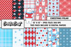 Christmas Polar Digital Paper, christmas digital scrapbook Product Image 1