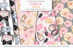 Makeup Seamless Pattern, makeup digital papers illustrations Product Image 1