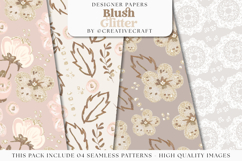 Blush Glitter Seamless Pattern, roses flowers digital papers Product Image 1