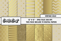 Vintage Gold Digital Papers, vintage gold background designs Product Image 1