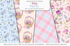 Tea Time Seamless Pattern, tea party digital papers graphics Product Image 1