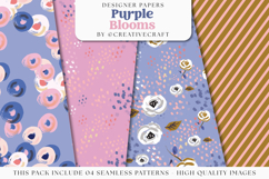 Purple Blooms Seamless Pattern, purple blooms digital papers Product Image 1