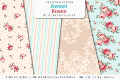 Floral Seamless Pattern, flowers roses digital paper graphic Product Image 1
