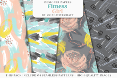Fitness Girl Seamless Pattern, gym digital paper graphic Product Image 1