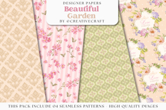 Garden Seamless Pattern, flowers roses digital papers Product Image 1