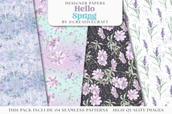 Hello Spring Seamless Pattern, springtime digital papers Product Image 1