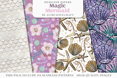 Magic Mermaid Seamless Pattern, little mermaid digital paper Product Image 1