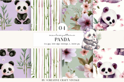Panda Mom Seamless Patterns, cherry blossom digital papers Product Image 1