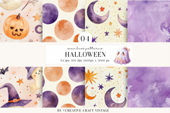 Halloween Seamless Patterns, watercolor digital papers Product Image 1