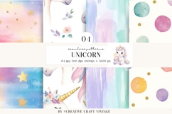 Unicorn Seamless Patterns, watercolor digital papers Product Image 1