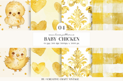 Baby Chicken Seamless Patterns, watercolor digital papers Product Image 1