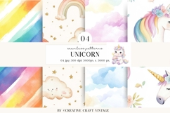 Unicorn Seamless Patterns, watercolor digital papers Product Image 1