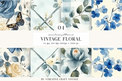 Vintage Floral Seamless Patterns, digital papers, watercolor Product Image 1