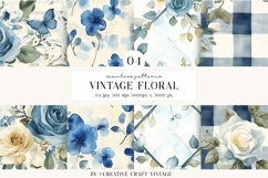 Vintage Floral Seamless Patterns, digital papers, watercolor Product Image 1