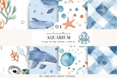 Sea Animals Seamless Pattern, watercolor digital paper Product Image 1