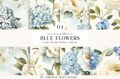 Blue Floral Seamless Patterns, digital papers, watercolor Product Image 1