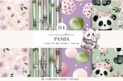Panda Mom Seamless Patterns, cherry blossom digital papers Product Image 1