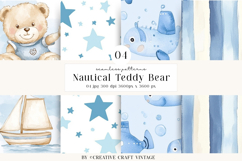 Nautical Teddy Bear Seamless Patterns, watercolor papers Product Image 1
