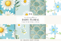 Daisy Floral Seamless Patterns, watercolor digital papers Product Image 1