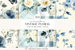 Vintage Floral Seamless Patterns, digital papers, watercolor Product Image 1