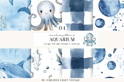 Sea Animals Seamless Pattern, watercolor digital paper Product Image 1